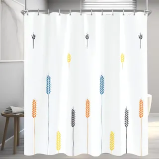 Lerores Duschvorhang 300x200 cm Bunte Weizenohren, Beschwerter Saum Antischimmel Textil, Wasserabweisend, Waschbar Polyester Stoff Badevorhänge für Badezimmer, Badewanne mit 16 Duschvorhangringe