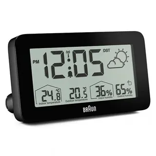 Braun BC13BP-DCF digitaler Funkwecker m. Wetterstation - Schwarz