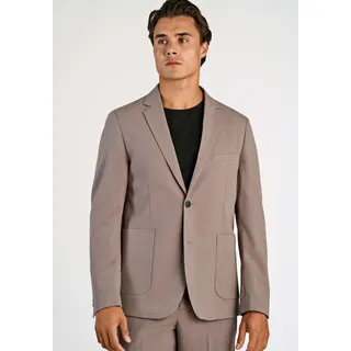 Sakko LINDBERGH, Herren, Gr. S, deep sand mel, Web, Obermaterial: 65% Polyester, 31% Viskose, 4% Elasthan. Futter: 100% Polyester, meliert, unifarben, normal hüftbedeckend, tiefer V-Ausschnitt, Sakkos Sakko, mit Viskose und Stretch, in melierter Optik