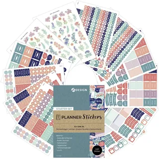 Avery Zweckform Starter-Set Planner Sticker 1.257 Aufkleber (Bullet Journal Sticker, Made in Germany, f. Kalender, Bullet Journal, Tagebuch, Familienplaner, Bullet Journal Zubehör, beschriftbar) 51060