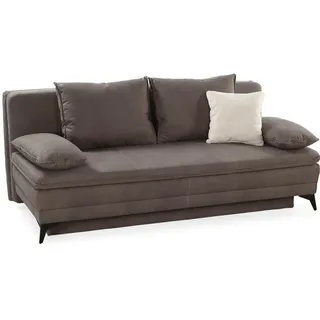 luma-home Dauer-Schlafsofa Wellenunterfederung integr.Topper Bettkasten B202/T105/H90 cm, Liegefläche 158x199 cm, Mikrofaser Braun / 15158 , Textil , Füllung: Kaltschaum , einzeln stellbar,Rechteckig , 202x90x105 cm , Babymöbel & Kindermöbel, Kinderzimmer & Jugendzimmer, Schlafsofas