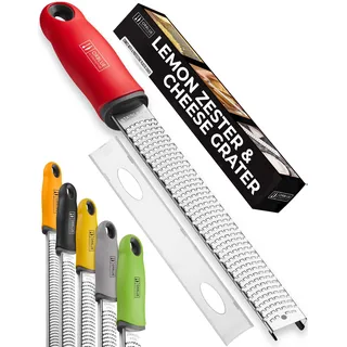 ORBLUE Käsereibe Zitronenreibe Zester Reibe Fein Parmesanreibe Handreibe Rasiermesserscharfe Premium Edelstahl Reibeoberfläche- für Hartkäse - Ingwerreibe