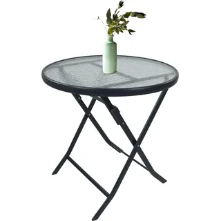 VCM Bistrotisch Garten Balkontisch Gartentisch Glasplatte klappbar Tisch Camping 70 cm Ø Sonlas