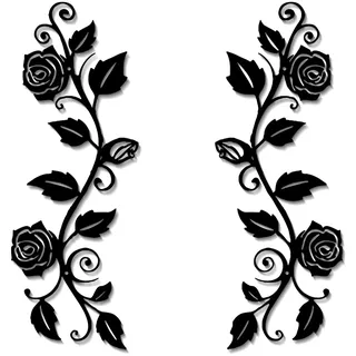 DUOOLN 2 Stück Metall Rose Baum Blatt Wanddekoration, lange Eisen-Schnörkel-Ranke, Wandkunst oben, rustikales Hängeschild, Blumen, Skulptur, für über der Tür, Wohnzimmer, Büro, Innen- und