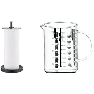 WMF Depot Küchenrollenhalter stehend 32cm, Cromargan Edelstahl, Silikonfüße spülmaschinengeeignet & Gourmet Glas Messbecher 1l, hitzebeständiges Glas, Skalierung für Liter, Milliliter, Tassen u. Gramm