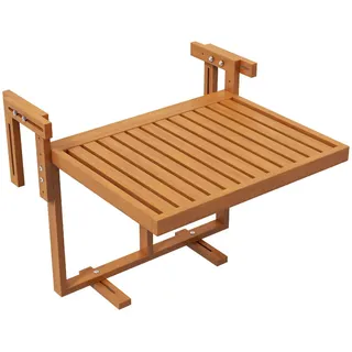 Outsunny Balkonhängetisch, Teak, Kiefernholz , Braun , Holz , 65x55x68 cm , Gartenmöbel, Gartentische, Balkontische