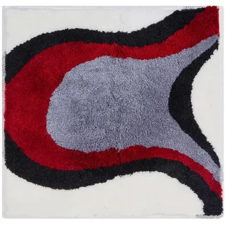 Grund Bidet-Vorleger , Rot, Weiß , Textil , Wellen , rechteckig , 60x60 cm , Oeko-Tex® Standard 100, Made in Europe , rutschfest , Heimtextilien, Badtextilien, Badematten