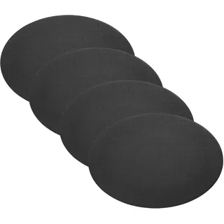 Elrene Villeroy & Boch Manufacture Rock Platzdeckchen, Kunstleder, oval, wendbar, Schwarz, 4 Stück