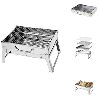 Toolbrothers Outdoor tragbarer Holzkohle Edelstahl Grill für Camping werkzeuglose Montage 43 x 29 x 23 cm Silber Smoker BBQ Pit Grill