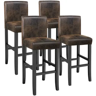 tectake Barhocker 4er Set Kunstleder, Sitzhöhe 76 cm, antikbraun , Anthrazit, Braun , Leder , 40x107x41 cm , Esszimmer, Barmöbel, Barhocker