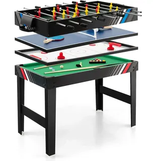 Fantask 4 in 1 Multifunktionale Spieltische, Tischkicker inkl. Billardtisch & Tischtennis & Airhockey Tisch, Fußball Tischspiel mit komplettem Zubehör für Kinder & Erwachsene & Familie