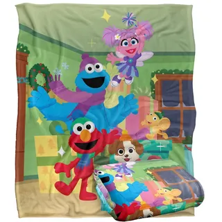 Elmo Abby Cookie Monster Presents Silky Touch Decke für Kinder, Motiv: Sesame Street Furry Friends Forever, 152 x 127 cm
