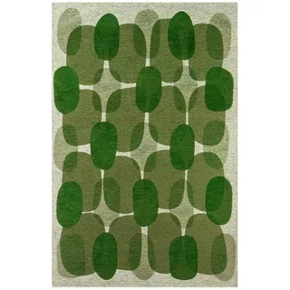 Teppich Hedgerow Green Lola&Moi 140/200 cm , Grün , Textil , Vintage , Rechteckig , 140x200 cm , Oeko-Tex® Standard 100 , in verschiedenen Größen erhältlich, rutschfeste Unterfläche, für Fußbodenheizung geeignet , Teppiche und Böden, Teppiche