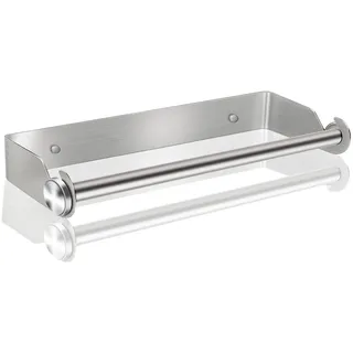 Küchenrollenhalter ohne Bohren, Küchenrollenhalter Wand, Papierrollenhalter aus Edelstahl, Küchenrollenspender Küchenrollen Halter Aufbewahrung Organisator, Wandmontage (Silver)