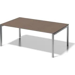 BISLEY Cito Chefarbeitsplatz/Konferenztisch, 740 mm höhenfixes U-Gestell, Metall, Wn355 Dekor Nußbaum, Gestell Silber, 120 x 200 x 85 cm