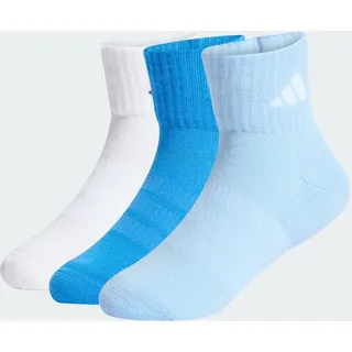adidas Unisex Kids CUSHIONED SPORTSWEAR ANKLE SOCKS 3 PAIR PACK, glow blue/white/ray blue, 3-4 Years