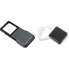 Carson MiniBrite Taschenlupe mit asphärischer Linse und Schutzabdeckung in der Vergrößerung 5X & MagniFlip Taschenlupe 3-facher Vergrößerung und fest montierter Schutzhülle