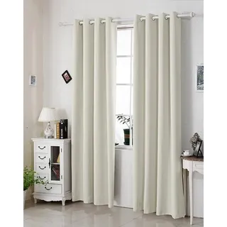 Woltu Gardinen mit Ösen, Verdunklungsvorhang für Wohnzimmer Schlafzimmer, Blickdicht, gegen Kälte und Hitze, 250g/m2 Dicke, 135 x 225 cm, Beige