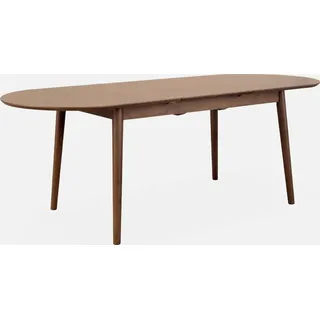 sweeek - Ausziehbarer ovaler Esstisch für 6 bis 8 Personen, 160-210cm - Nussbaumfarben