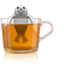 Winkee - Cute Animal Teesieb Robbe | Tee Ei für losen Tee | Tea Infuser lustig | Teesieb für Tasse | Gewürzsieb Silikon | Teekugel-Tier-Figur
