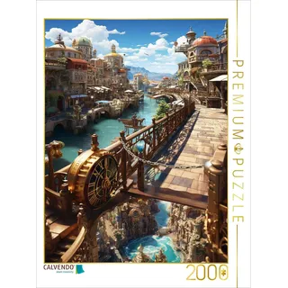 CALVENDO Puzzle Die Ebenenstadt im Anime Manga Style | 2000 Teile Lege-Größe 90x67cm Foto-Puzzle für glückliche Stunden