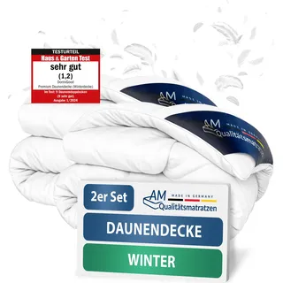 DormiGood | Premium Daunendecke | 2er Set 155x220 cm | Winterdecke | 100% Daunen (1140g) | Bettdecke | 155x220 | Winterbett | Winter | Warm | Dick | Nomite | Downpass - Weiß