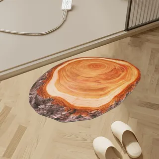 KRIPINC Vintage Baumringmuster 3D Teppich, Teppich Holzoptik, Saugfähige und rutschfeste Kieselgur Badematte, Badvorleger Waschbar, Fußmatte 50x80 für Wohnzimmer Schlafzimmer Eingangsbereich (Stil D)