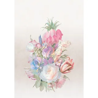 Rasch Tapete 361049 - Fototapete auf Vlies mit Blumen in Rosa, Grün und Lila aus der Kollektion Magicwalls - 3,00 m x 2,12 m (LxB)