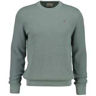Sweater GANT "Strickpullover MICRO TEXTURED COTTON C-NECK 1er Pack", Herren, Gr. M, grün (eukalyptus (ceramic grau)), Obermaterial: 100% Baumwolle CO., Sweatshirts Sweater
