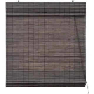 Victoria M. Bambus Raffrollo Sonnenschutz Sichtschutz Rollo Seitenzugrollo, für Fenster und Türen, Blickdicht, 130 x 220 cm, Dunkelbraun