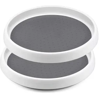 wintfarm 2 Stück Lazy Susan Drehteller Gewürzregal drehbarer Gewürzhalter Organizer aus Kunststoff für Gewürze Gewürzflaschen Öl Zutaten Gläser Kochen(25cm)