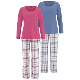 Arizona Schlafanzug ARIZONA, Damen, Gr. lila (mauve kariert, grau kariert), Single Jersey, Obermaterial: 100% Baumwolle, kariert, unifarben, Basic, lang, Rundhals, abgerundeter Saum, Homewear-Sets Schlafanzug, mit Hose im Karodesign, Topseller