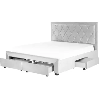 Beliani Polsterbett 180/200cm Hellgrau Lievin - Textil , 180x200 cm , Schlafzimmer, Betten, Polsterbetten