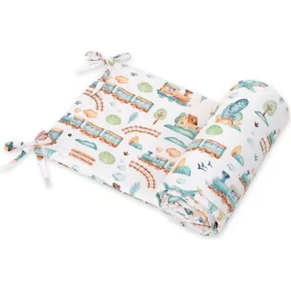 Nestchen für Kinderbett, Bettnestchen, maximaler Schutz vor Stößen – türkiser Zug