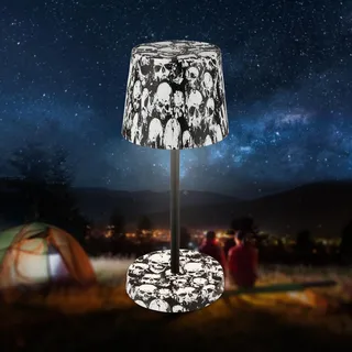 BRILONER - LED Tischlampe kabellos IP44 mit Touch, dimmbar in Stufen, Spritzwasserschutz, Nachttischlampe, Leselampe, LED Lampe, Campinglampe, Tischleuchte, Outdoor Lampe, 26x10,5 cm, Skulls Motiv