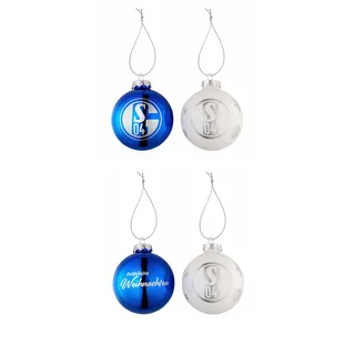 FC Schalke 04 Lack Christbaumkugeln Weihnachtskugeln 4er Set (blau/Weiss)