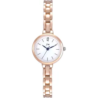 JewelryWe Damenuhr Elegant Analog Quarz Armbanduhr Damen Klein Einfach Business Casual Uhr mit Metall-Armband Rosegold