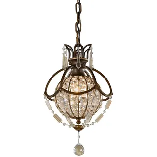 Elstead Lighting Hängeleuchte , Bronzefarben , Metall, Glas , 22.2x48 cm , Grüner Punkt, RoHS , Lampen & Leuchten, Leuchtenserien
