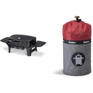 Enders® Gasgrill URBAN, Tischgrill, Grillen-, Kochen- und Backen Funktion & Gasflaschenhülle Style Red 5114, Gasflasche Grill-Abdeckung 5 kg, Keine Rostränder durch Silikonfüße, feuerfest, UV-Schutz