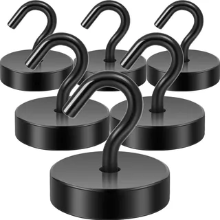 Neosmuk Magnethaken Schwarz,30kg Magnet Haken Extra Stark für Spind Organizer,Neodym Magnete,Haken Magnetisch Sehr Stark für Werkstatteinrichtung,Heckzelt,Grill,Kleiderhaken