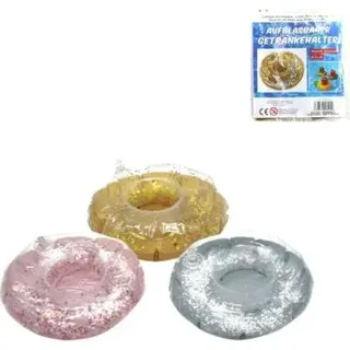3 Stk. Aufblasbarer Getränkehalter "Glitzer" Style / Cup Holder farblich sortier