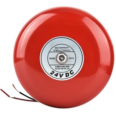 Sonew Feueralarm Glocke, 24V Runde Alarmglocke aus Metall, Sicherheits-Feueralarmglocke, rot. Schönes und stilvolles Design, kostengünstig und praktisch