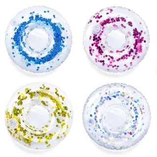 Getränkehalter Pool Aufblasbar 4 Stück Schwimmender Getränkehalter Badewanne Getränke Schwimmring Transparenter Pool Drink Holder für Sommer Poolparty, Strandparty, Hawaii Party Zubehör