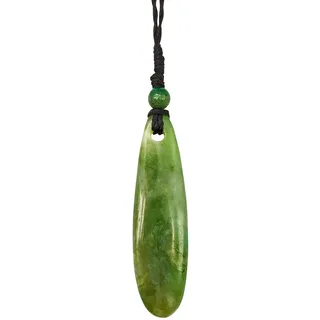 81stgeneration Halskette mit Roimata-anhänger aus Nephrit-Jade | Maori Greenstone Tropfenkordel-Halskette für Herren | Tribal Naturschmuck für Damen | Glattes, Handgeschnitztes Design