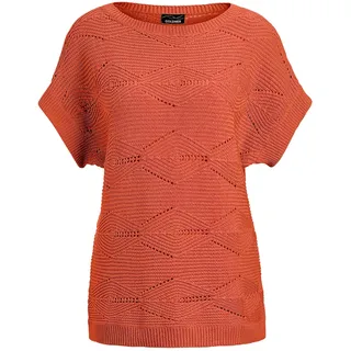 Strickpullover GOLDNER "Kurzarm Baumwoll-Strickshirt", Damen, Gr. 40, orange, Obermaterial: 50% Baumwolle CO. 50% Polyacryl PAN., gerade, U-Boot-Ausschnitt, Rippe, Pullover Strickpullover, Rippenbündchen