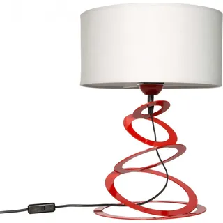 Orbit Lampenschirm Tischlampe Modern - Elegante Nachttischlampe - Tischleuchte E27 - 45x30 cm - Rot und Weiß - Orbit - Rot, Weiß