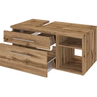 Waschbecken Unterschrank 90 cm, Siphonausschnitt Links TAREE-03 in wotaneiche Nb.