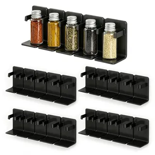 Kinesgsg 20 Stück Gewürzregal Wand, 25.3X6.8X4.3 CM, Gewürzregal zum Kleben | Ohne Bohren, Gewürzregals Organizer, Einstellbar, Selbstklebend Gewürz Organizer, für Küchenschubladen, Schrank&Arbeitsplatte
