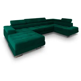 masseno Wohnlandschaft mit Schlaffunktion Casone , grün , Maße (cm): B: 345 H: 90