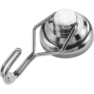 Connex Neodym-Magnethaken-Ø 32 x 67 mm-Extra starker Magnet-32 kg Haftkraft-1 Stück-Für Haushalt & Werkstatt/Powermagnet/Mini-Magnet / DY7100040, silber